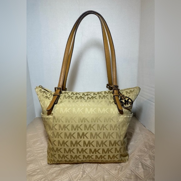 Michael Kors Tan Shoulder Bag with Signature Monogram - Picture 1 of 15
